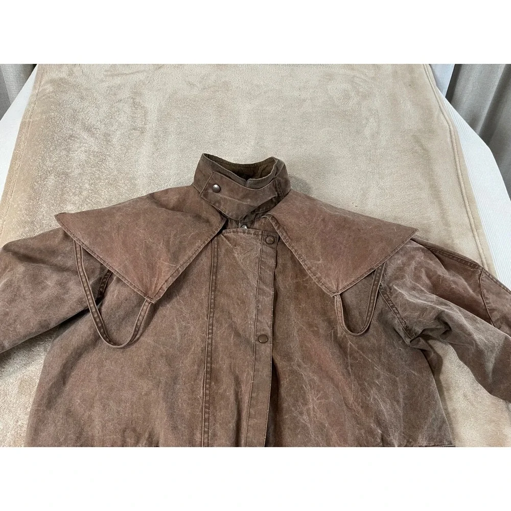 Australian Stock Saddle Co Cattlemans Coat Mens Size 7 Brown Waxed Cotton Duster